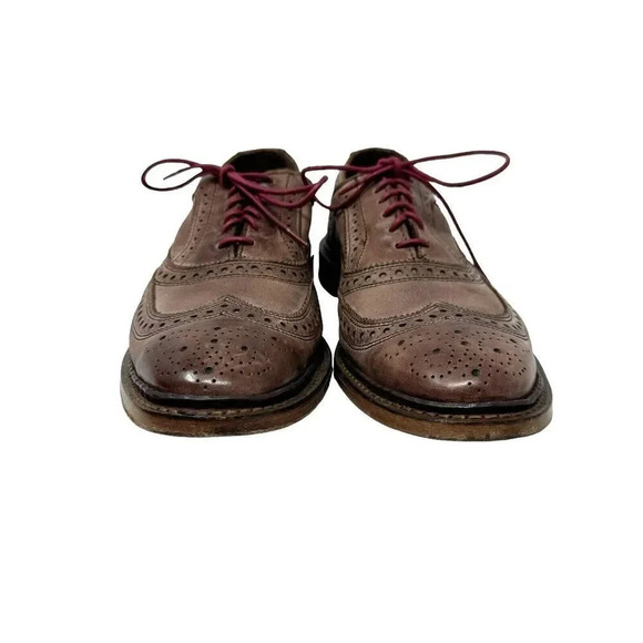 Allen Edmonds Mens Neumok Oxford Size 9.5 B Wingtip Brogue Brown Leather Shoe - Picture 4 of 14